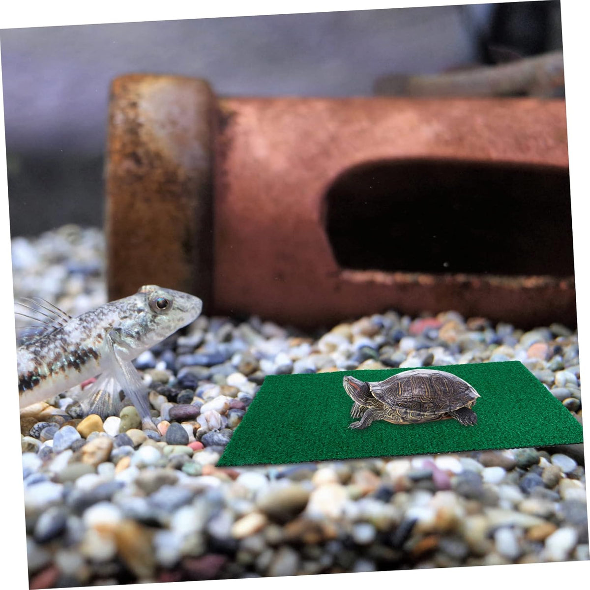 Fish Tank Simulation Turf Mat 9.84 X 7.87 X 0.31 in Artificial Grass for Turtle Tank Turtle Basking Platform Flowerpot Mat Home Landscaping Reptile Habitat