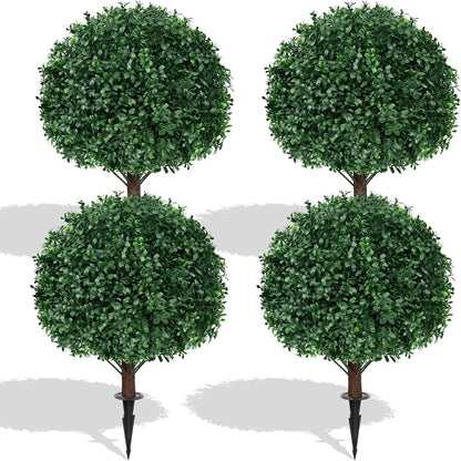 Artificial Lavender Topiary Ball Trees, Boxwood Shrubs