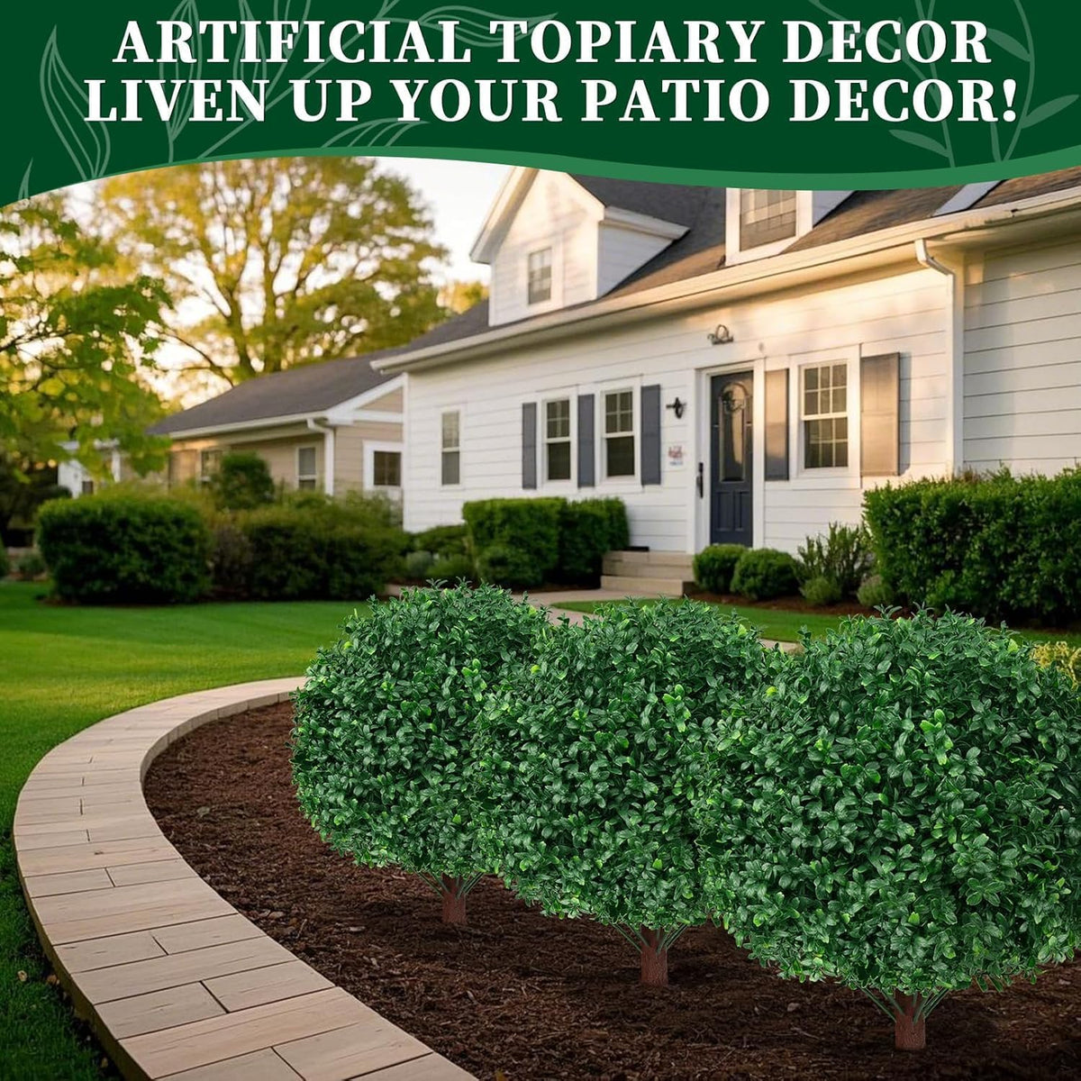 Artificial Lavender Topiary Ball Trees, Boxwood Shrubs