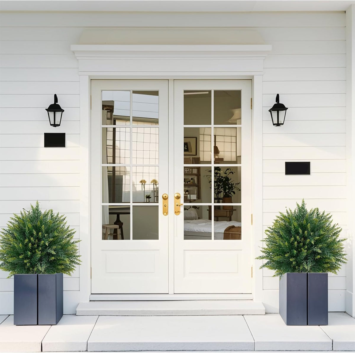 Artificial Lavender Topiary Ball Trees, Boxwood Shrubs