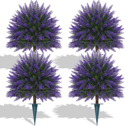 Artificial Lavender Topiary Ball Trees, Boxwood Shrubs
