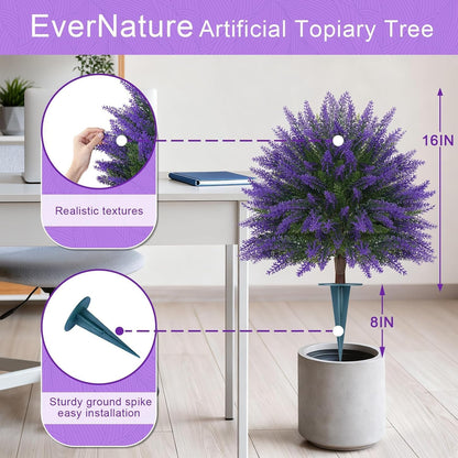 Artificial Lavender Topiary Ball Trees, Boxwood Shrubs