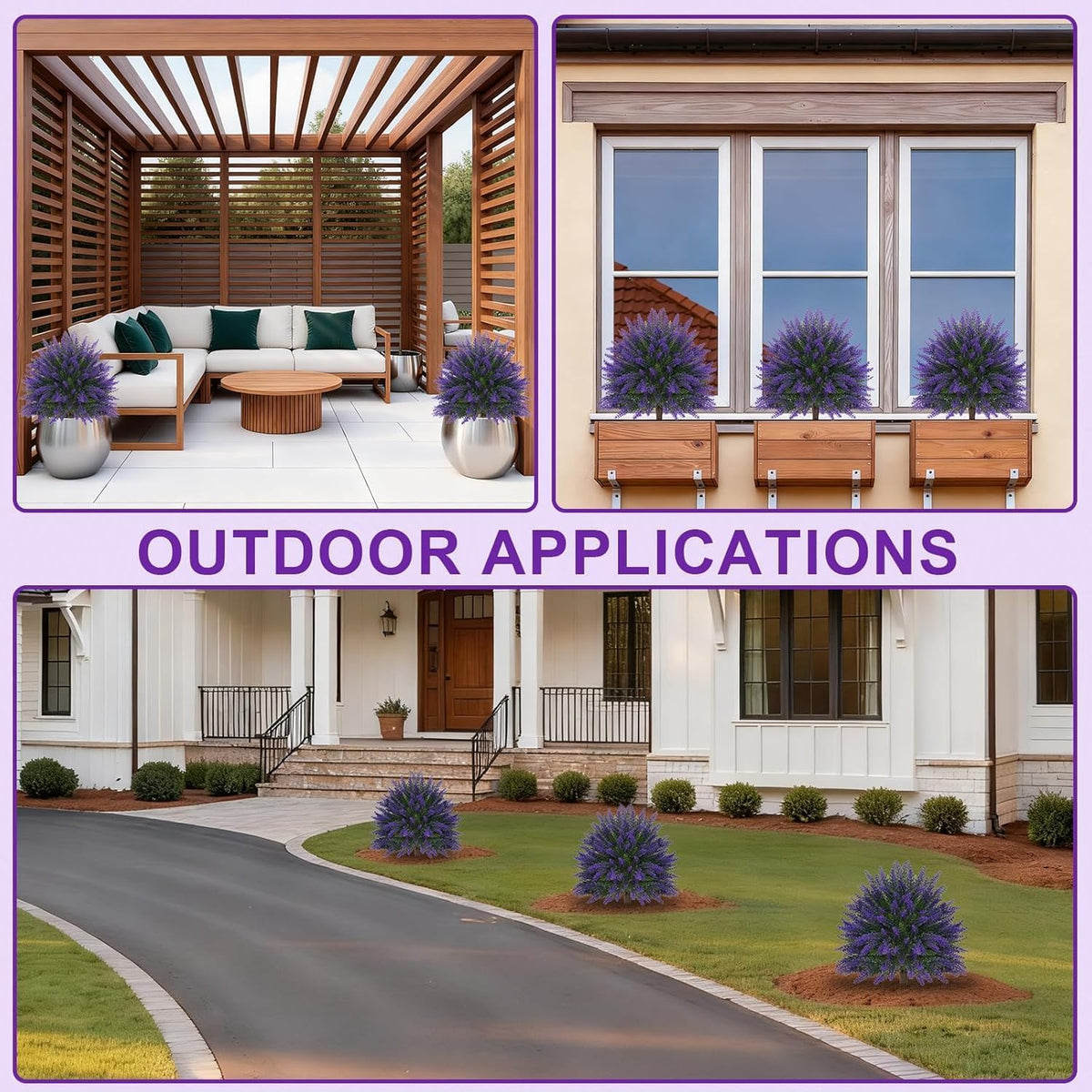 Artificial Lavender Topiary Ball Trees, Boxwood Shrubs