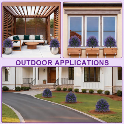 Artificial Lavender Topiary Ball Trees, Boxwood Shrubs
