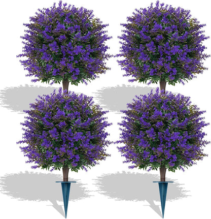 Artificial Lavender Topiary Ball Trees, Boxwood Shrubs