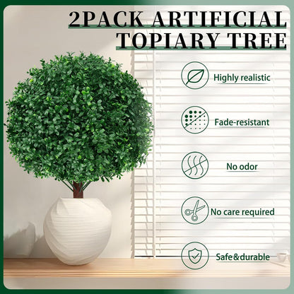 Artificial Lavender Topiary Ball Trees, Boxwood Shrubs