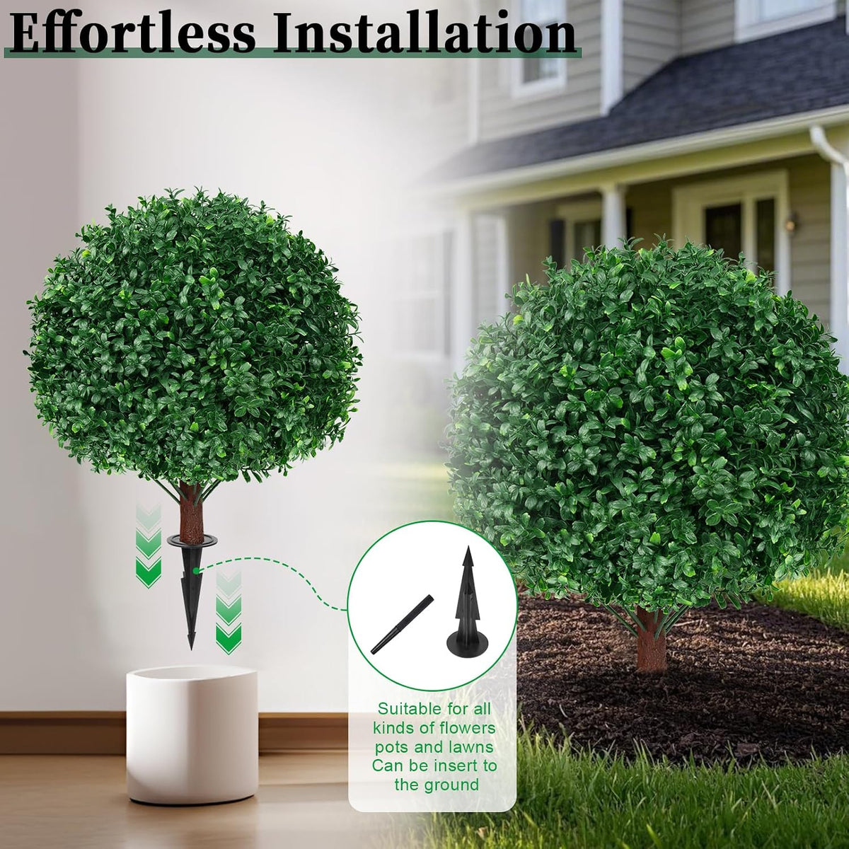Artificial Lavender Topiary Ball Trees, Boxwood Shrubs