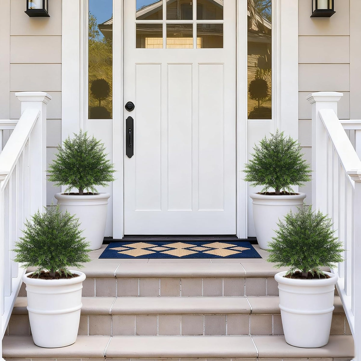 Artificial Lavender Topiary Ball Trees, Boxwood Shrubs