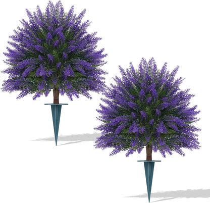 Artificial Lavender Topiary Ball Trees, Boxwood Shrubs