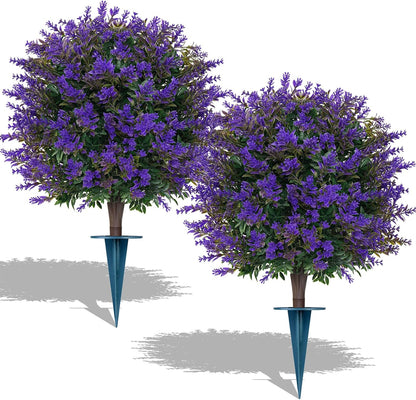 Artificial Lavender Topiary Ball Trees, Boxwood Shrubs