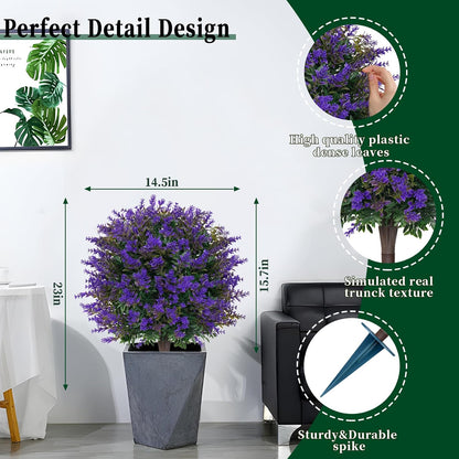 Artificial Lavender Topiary Ball Trees, Boxwood Shrubs