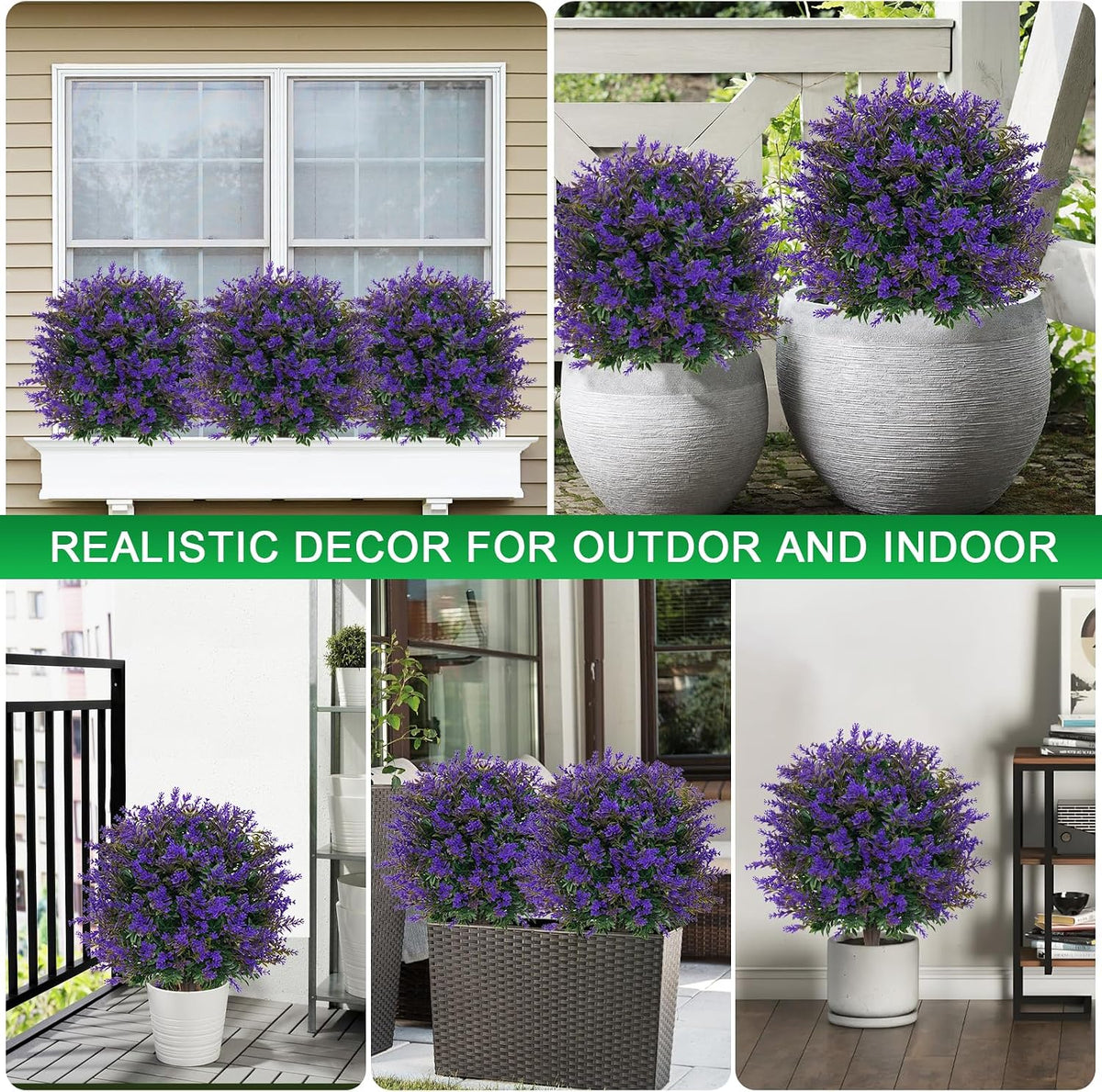 Artificial Lavender Topiary Ball Trees, Boxwood Shrubs