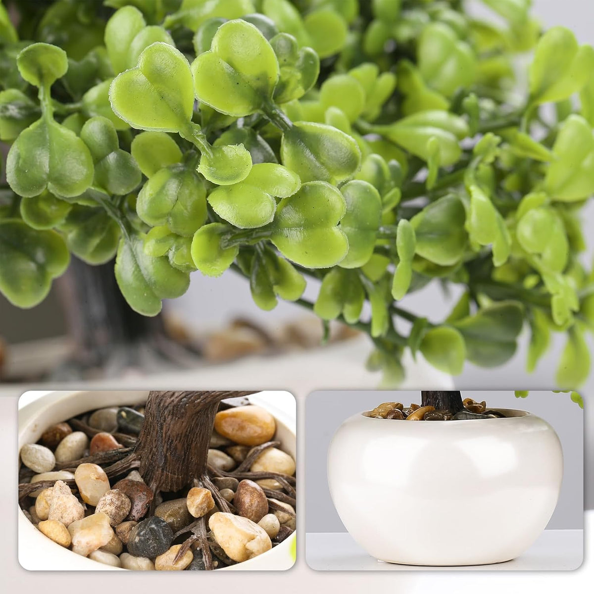 Artificial Bonsai Tree 9.5 Inch Fake Plants Decor with Ceramic Pots, Faux Potted Juniper Plants Indoor Decor for Office Desk Home Table Bedroom Living Room Farmhouse Decorations