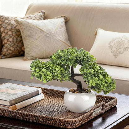 Artificial Bonsai Tree 9.5 Inch Fake Plants Decor with Ceramic Pots, Faux Potted Juniper Plants Indoor Decor for Office Desk Home Table Bedroom Living Room Farmhouse Decorations