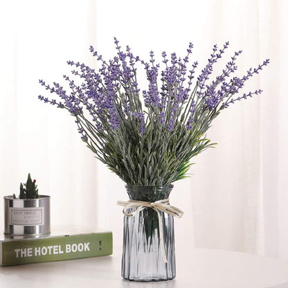 Artificial Lavender Flowers with Silk Flocked Fake Lavender Plant for Wedding Home Table Centerpiece Decor-Pack of 4