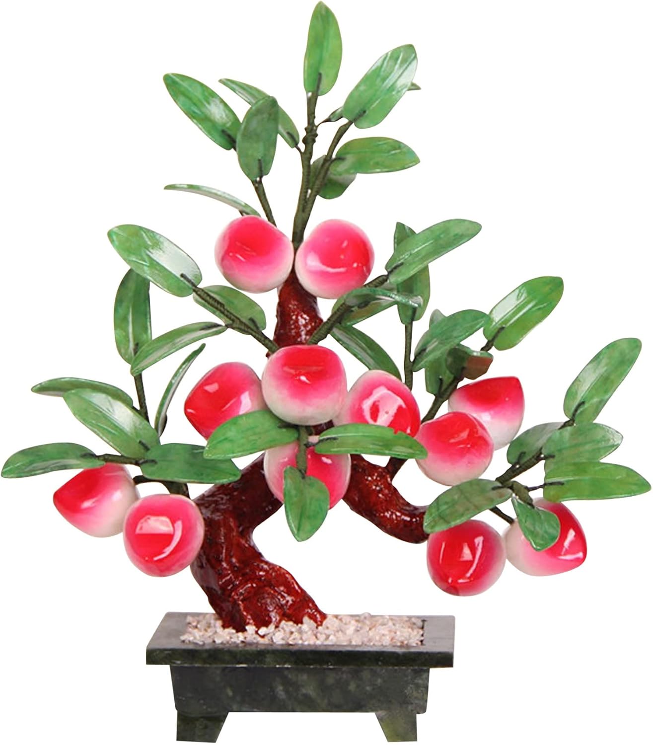 Crystals Tree Natural Jade Bonsai Artificial Peach Tree Living Room Porch Decoration Money Feng Shui Potted Home Creative Gifts Bonsai Tree (Size : 12)