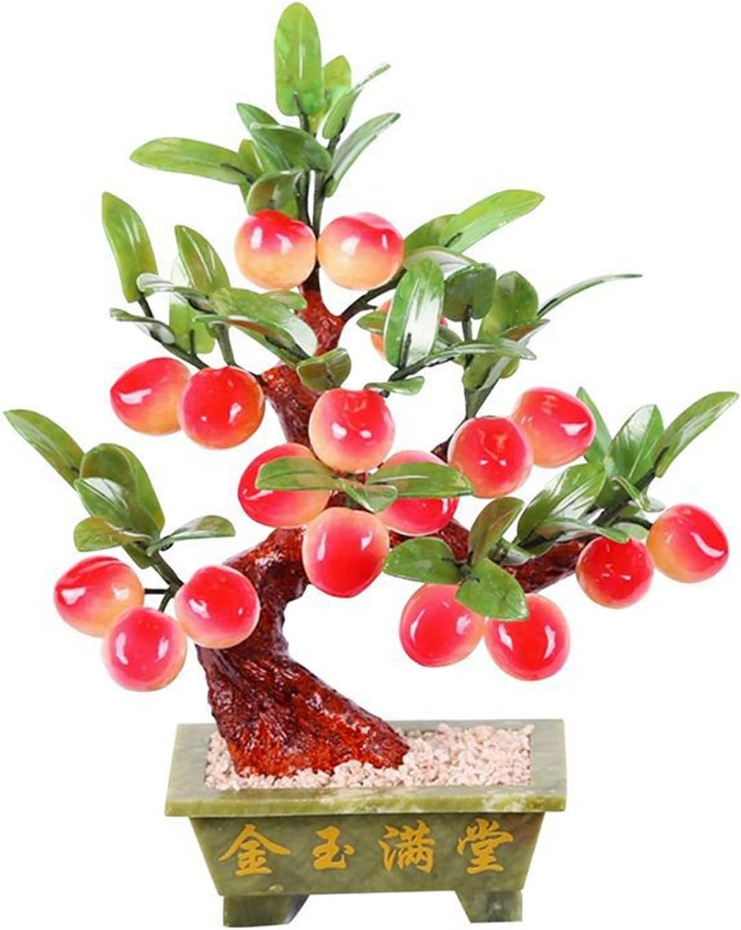 Crystals Tree Natural Jade Bonsai Artificial Peach Tree Living Room Porch Decoration Money Feng Shui Potted Home Creative Gifts Bonsai Tree (Size : 12)