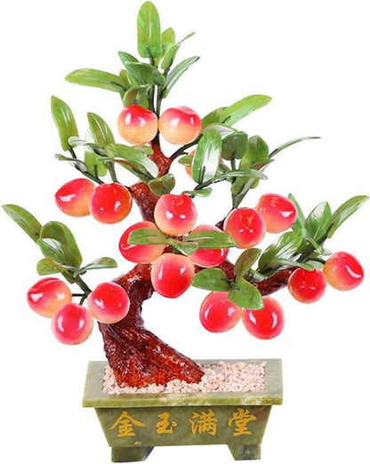 Crystals Tree Natural Jade Bonsai Artificial Peach Tree Living Room Porch Decoration Money Feng Shui Potted Home Creative Gifts Bonsai Tree (Size : 12)