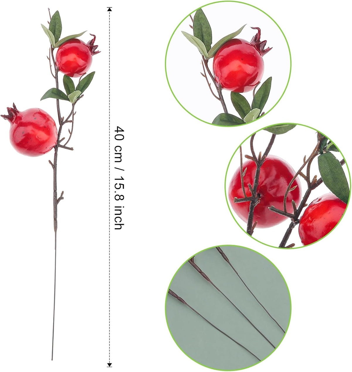 Large Artificial Pomegranate Branches Christmas Red Berry Stem