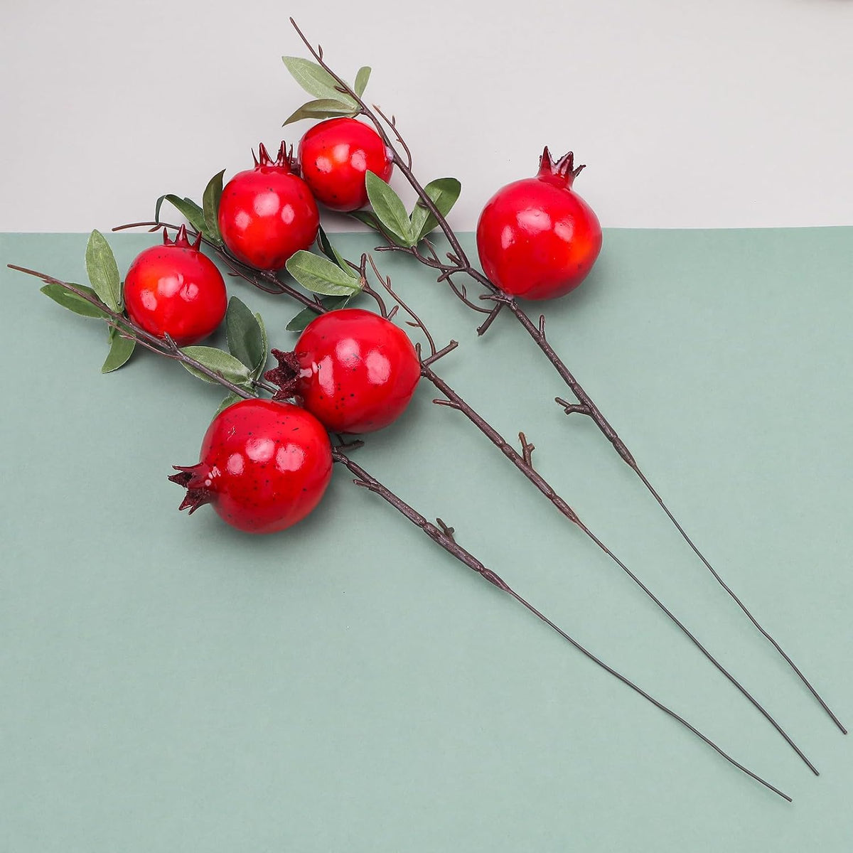 Large Artificial Pomegranate Branches Christmas Red Berry Stem