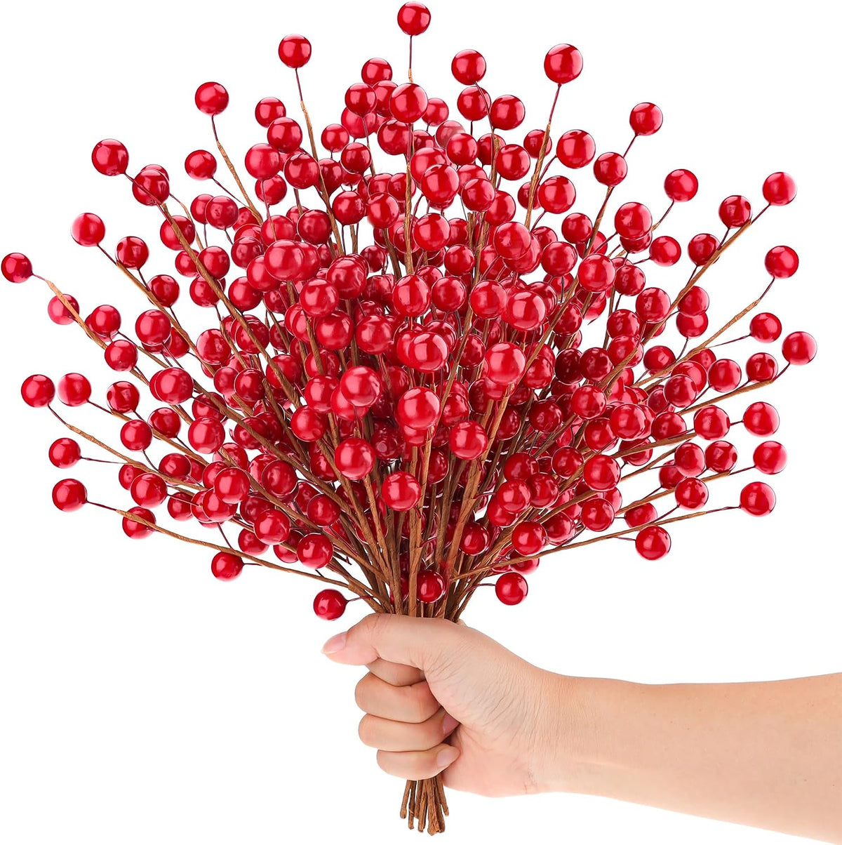 Large Artificial Pomegranate Branches Christmas Red Berry Stem