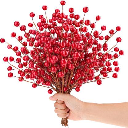 Large Artificial Pomegranate Branches Christmas Red Berry Stem