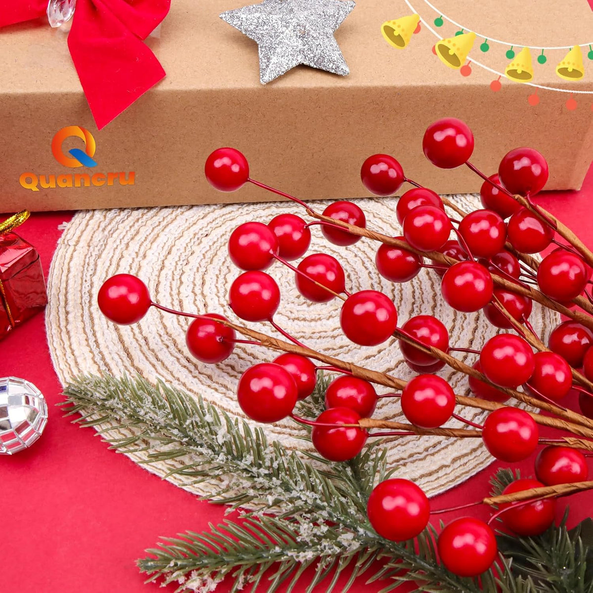 Large Artificial Pomegranate Branches Christmas Red Berry Stem