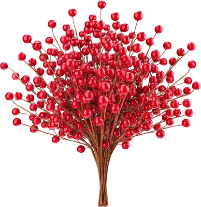 Large Artificial Pomegranate Branches Christmas Red Berry Stem