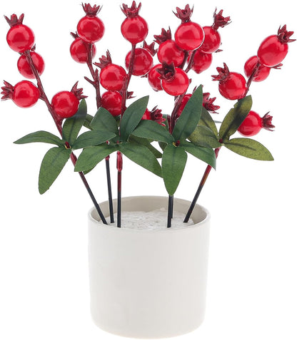 Large Artificial Pomegranate Branches Christmas Red Berry Stem