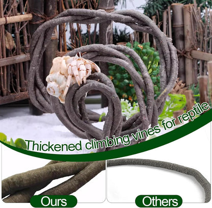 Reptile Vines,Flexible Reptile Climbing Jungle Vine Branch with Suction Cups,Bearded Dragon Terrarium Vines Leaves Plants Decor Tank Accessories for Chameleon Gecko Snake Lizard