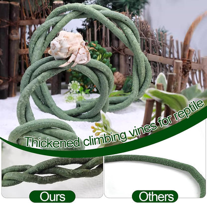 Reptile Vines,Flexible Reptile Climbing Jungle Vine Branch with Suction Cups,Bearded Dragon Terrarium Vines Leaves Plants Decor Tank Accessories for Chameleon Gecko Snake Lizard