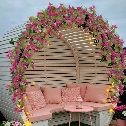 Artificial Bougainvillea Flowers Garland Fuchsia Silk Bougainvillea Vines UV Resistant Realistic Faux Hanging Flowers Plants for Outdoor Outside Summer Decoration Porch Patio Balcony Yard Wall