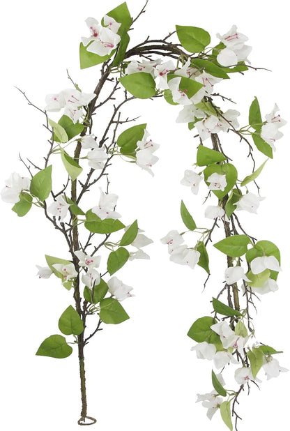 Artificial Bougainvillea Flowers Garland Fuchsia Silk Bougainvillea Vines UV Resistant Realistic Faux Hanging Flowers Plants for Outdoor Outside Summer Decoration Porch Patio Balcony Yard Wall