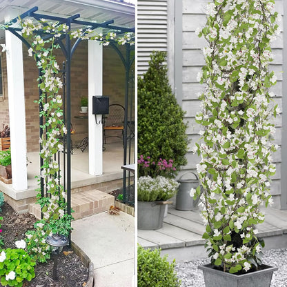 Artificial Bougainvillea Flowers Garland Fuchsia Silk Bougainvillea Vines UV Resistant Realistic Faux Hanging Flowers Plants for Outdoor Outside Summer Decoration Porch Patio Balcony Yard Wall