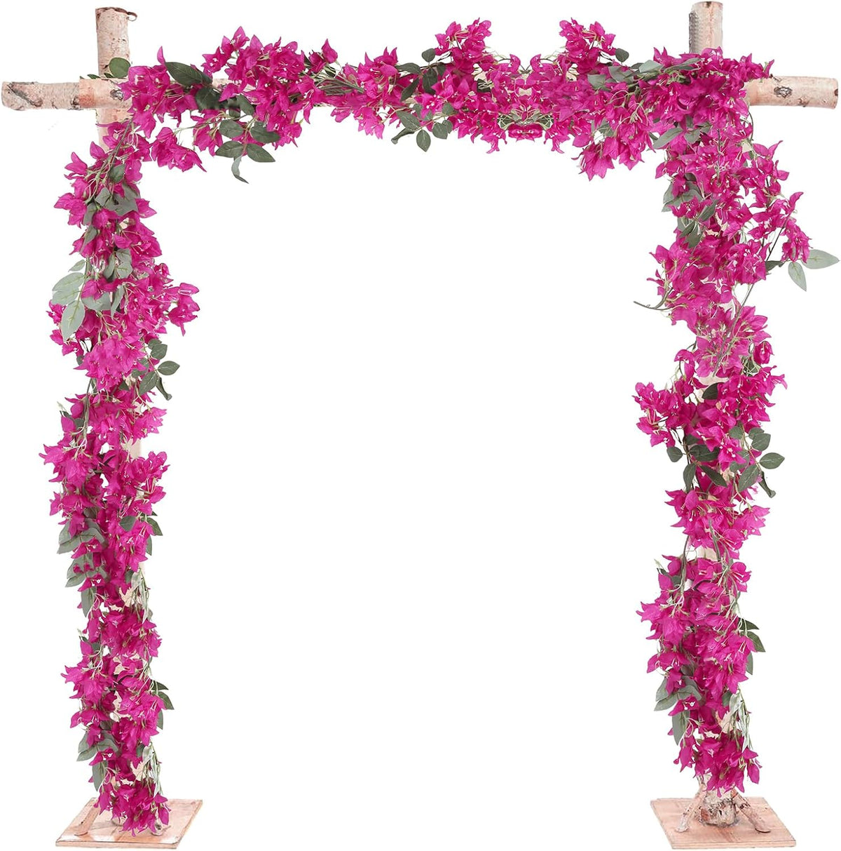 5.9 Ft Artificial Bougainvillea Flowers Garland 2PCS Fake Silk Bougainvillea Vines Long Plant Faux Bougainvillea Wreaths for Centerpieces Table Runner Wedding Arch Wall Decorations (Deep Pink)