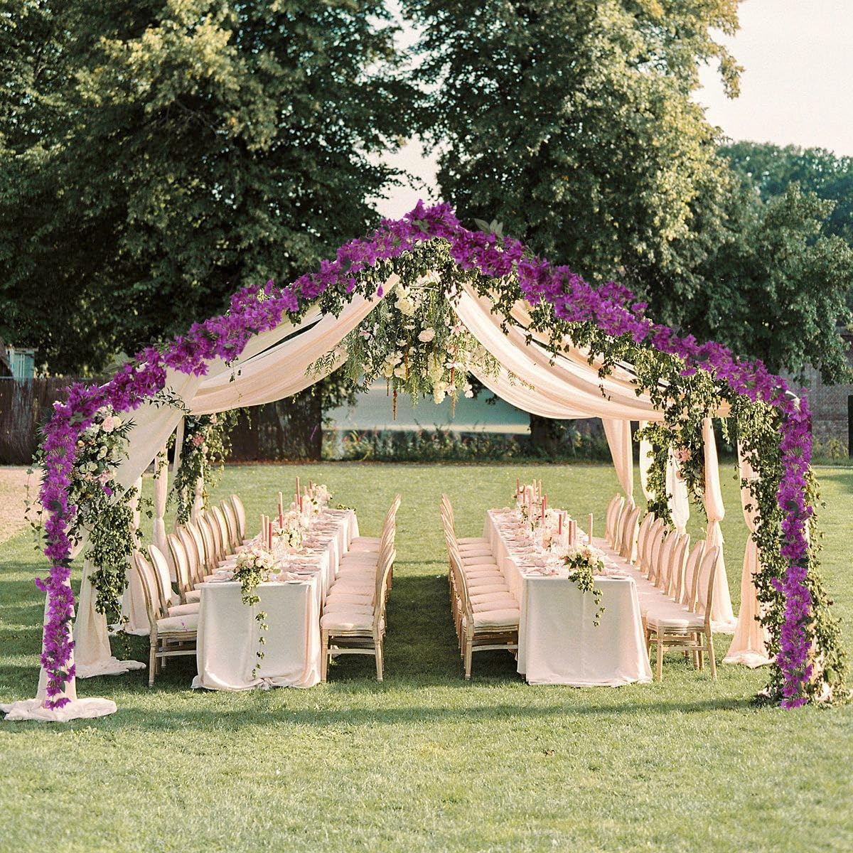 5.9 Ft Artificial Bougainvillea Flowers Garland 2PCS Fake Silk Bougainvillea Vines Long Plant Faux Bougainvillea Wreaths for Centerpieces Table Runner Wedding Arch Wall Decorations (Deep Pink)