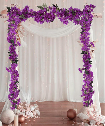 5.9 Ft Artificial Bougainvillea Flowers Garland 2PCS Fake Silk Bougainvillea Vines Long Plant Faux Bougainvillea Wreaths for Centerpieces Table Runner Wedding Arch Wall Decorations (Deep Pink)