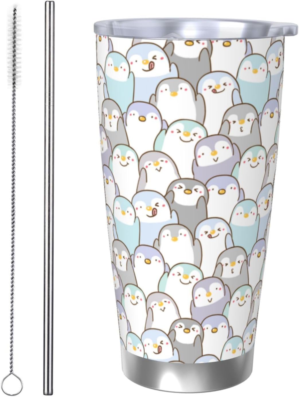 Lemon Tumbler 20oz Fruit Stainless Steel Vacuum Insulated Tumblers with Lid and Straw Mint Green Travel Coffee Mug Tea Wine Cups Water Bottle Gifts for Women