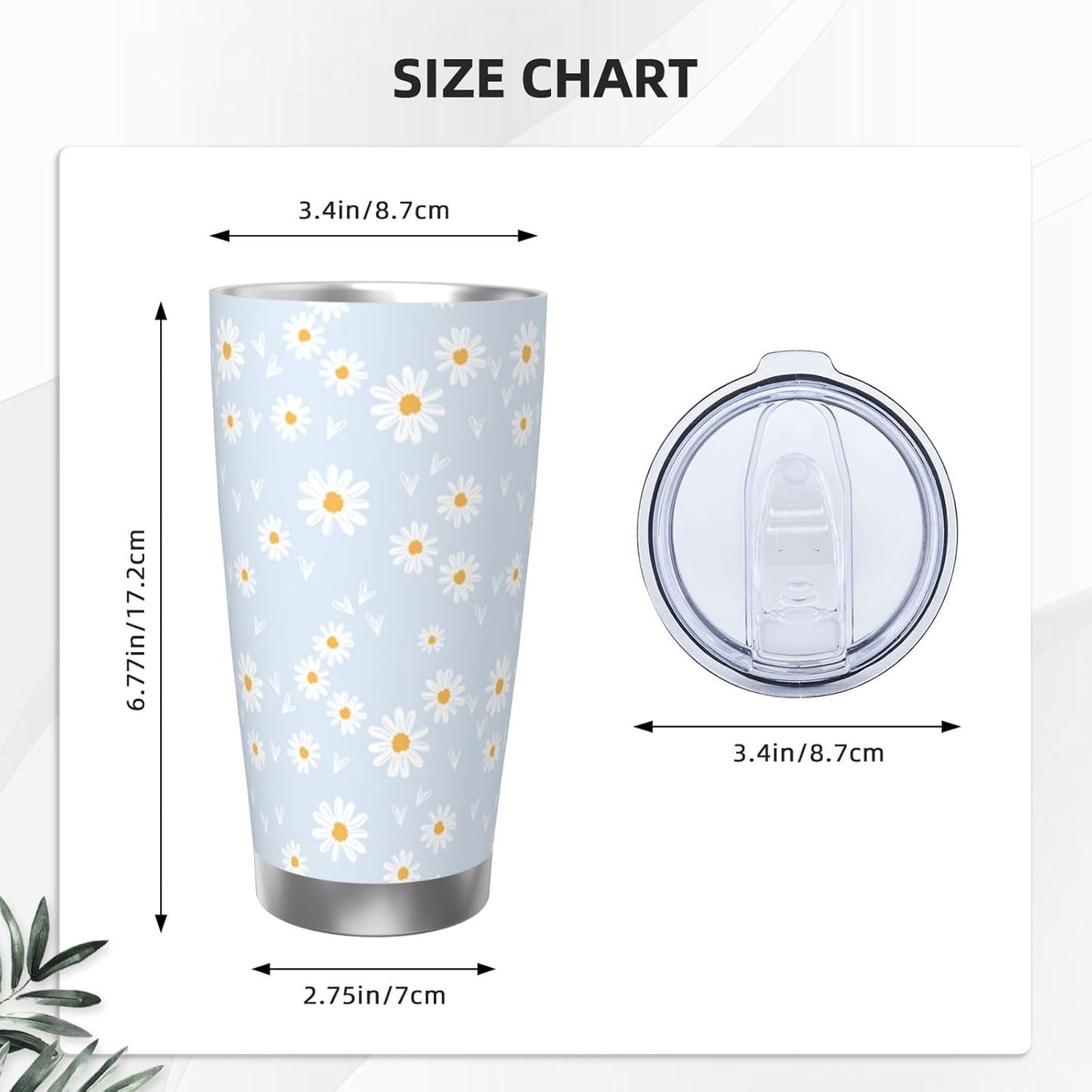 Lemon Tumbler 20oz Fruit Stainless Steel Vacuum Insulated Tumblers with Lid and Straw Mint Green Travel Coffee Mug Tea Wine Cups Water Bottle Gifts for Women
