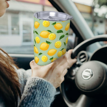 Lemon Tumbler 20oz Fruit Stainless Steel Vacuum Insulated Tumblers with Lid and Straw Mint Green Travel Coffee Mug Tea Wine Cups Water Bottle Gifts for Women