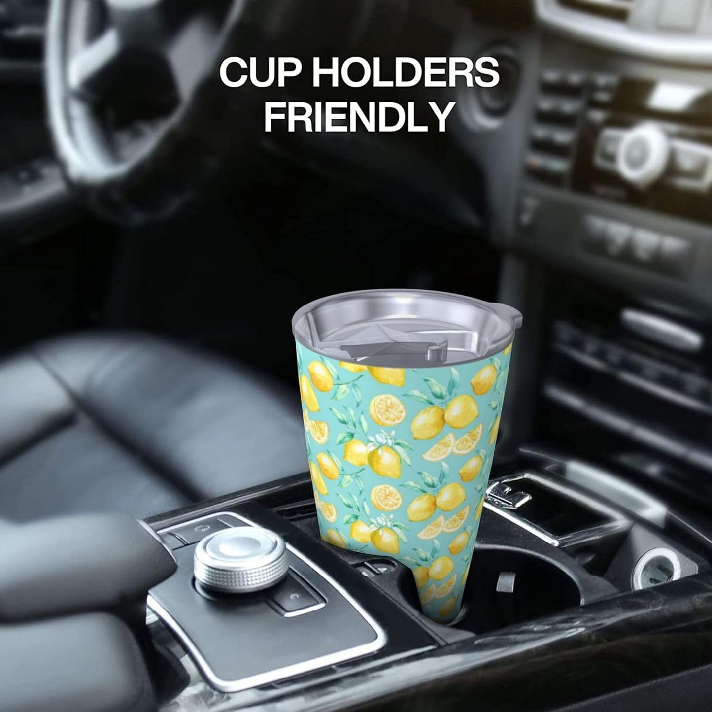 Lemon Tumbler 20oz Fruit Stainless Steel Vacuum Insulated Tumblers with Lid and Straw Mint Green Travel Coffee Mug Tea Wine Cups Water Bottle Gifts for Women