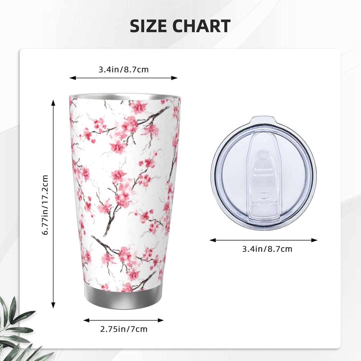 Lemon Tumbler 20oz Fruit Stainless Steel Vacuum Insulated Tumblers with Lid and Straw Mint Green Travel Coffee Mug Tea Wine Cups Water Bottle Gifts for Women