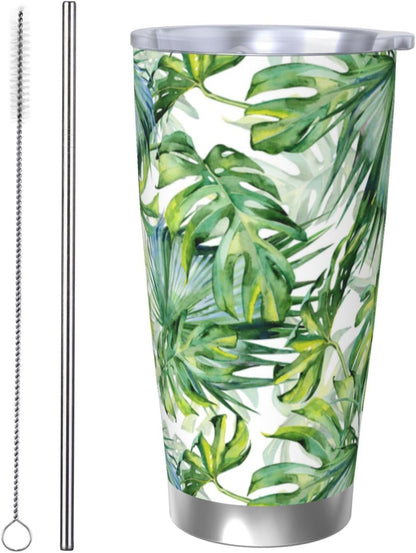 Lemon Tumbler 20oz Fruit Stainless Steel Vacuum Insulated Tumblers with Lid and Straw Mint Green Travel Coffee Mug Tea Wine Cups Water Bottle Gifts for Women