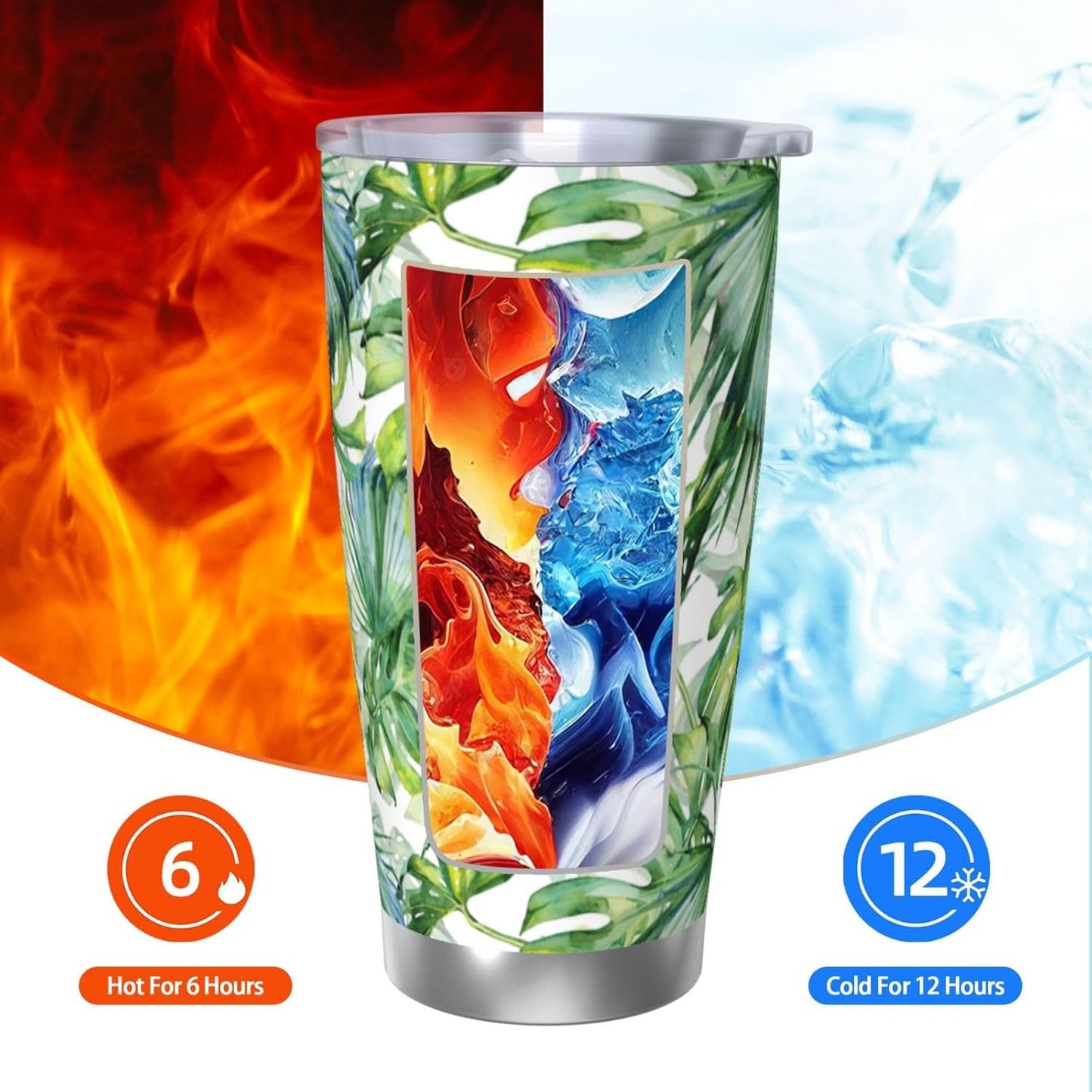 Lemon Tumbler 20oz Fruit Stainless Steel Vacuum Insulated Tumblers with Lid and Straw Mint Green Travel Coffee Mug Tea Wine Cups Water Bottle Gifts for Women