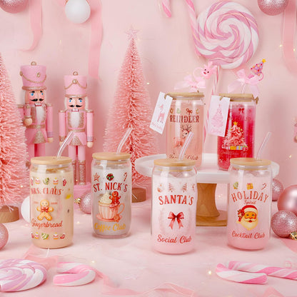 6 Set Lemon Glass Cups 16 oz Summer Drinking Tumbler with Lid Straw and Stopper Can Shaped Beer Iced Coffee Cup Appreciation Gifts with Cards and Bow for Summer Party Favor Decorations