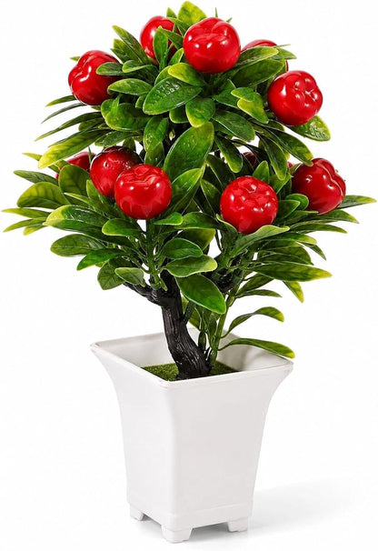 Artificial Potted Apple Tree 12.85 in for Tabletop Decor