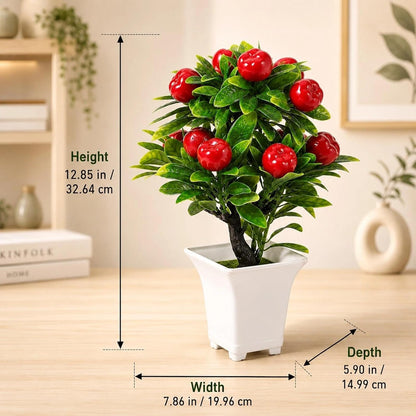 Artificial Potted Apple Tree 12.85 in for Tabletop Decor
