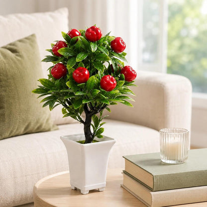 Artificial Potted Apple Tree 12.85 in for Tabletop Decor