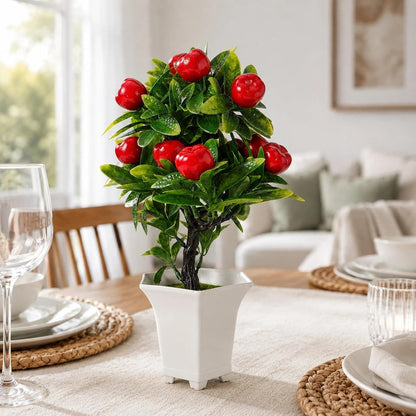 Artificial Potted Apple Tree 12.85 in for Tabletop Decor