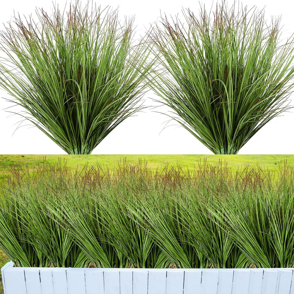 48 Pcs Faux Grass Plants Artificial Shrubs Wheat Grass